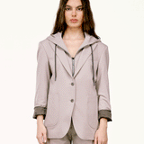 Leo Çıkarılabilir Kapüşonlu Örme Blazer Ceket