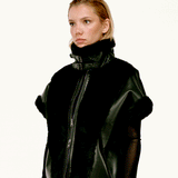 Carl Ters Çevrilebilir Çift Taraflı Vegan Deri-Kürk Yelek