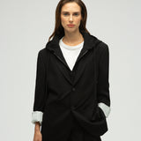 Eran Half Oversized Knitted Blazer with Removable Hood