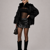 Midnight Batwing Sleeve Vegan Fur Coat